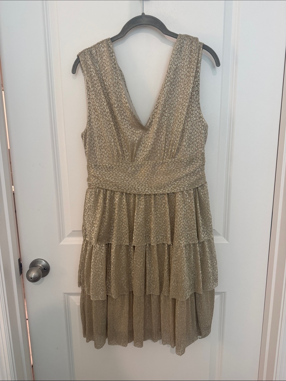 Lilly Pulitzer Gold Shimmer Tiered V-Neck Dress